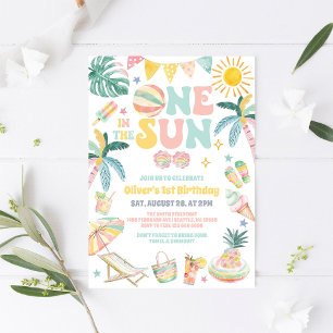 Convite Uma Festa de Aniversário de 1 Ano na Praia ao Sol