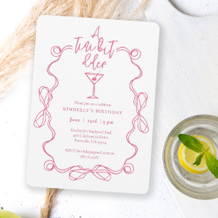 Convite Uma Festa de aniversário de borda ondulada cor-de-