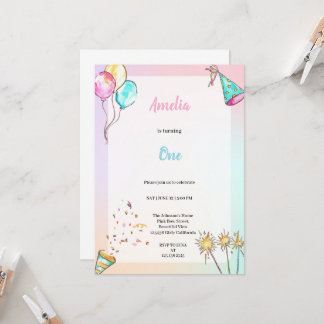 CONVITE UMA FESTA DE ANIVERSÁRIO DE SURPRESA AZUL E ROSA