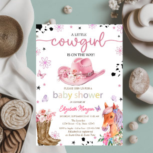 Convite Uma Festa de Bebê de Uma Pequena Vaqueirinha