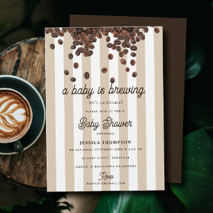 Convite Uma Festa de Chá de Bebê com Café 'Um Bebê Está Se