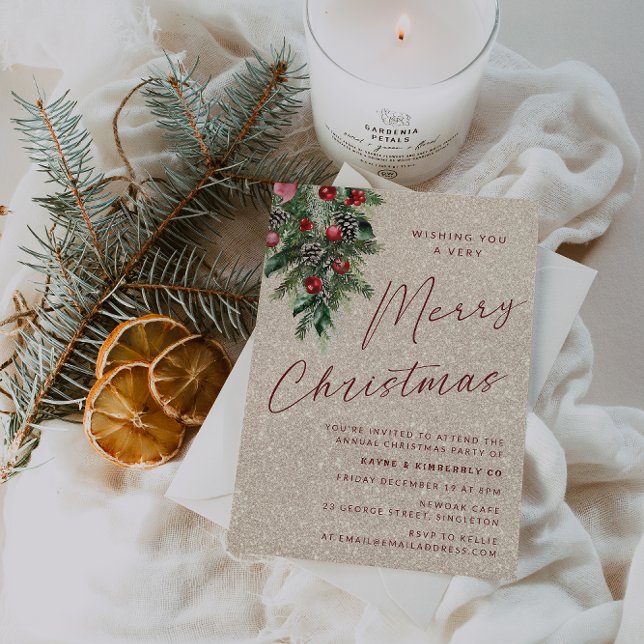 Convite Uma festa de Natal muito feliz, Dourada moderna (Criador carregado)