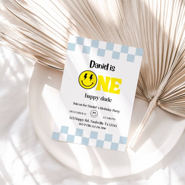 Convite Uma festa de primeiro aniversario Feliz - Bonita e (Criador carregado)