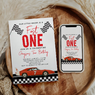 Convite Uma Festa de primeiro aniversario Rápido de Carro