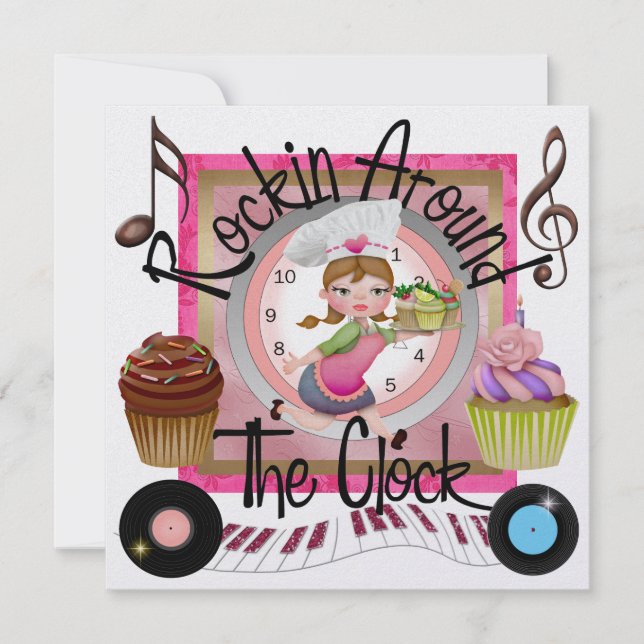 Convite Uma festa real do Rockin Cupcake - SRF (Frente)