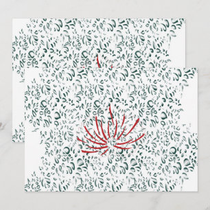 Convite uma flor vermelha sobre fundo preto