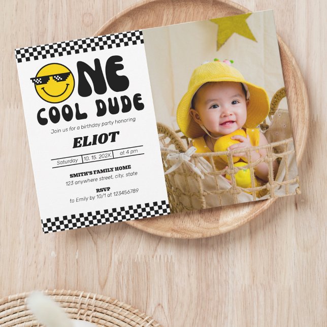 Convite Uma foto de primeiro aniversario do Legal Dude Boy (Criador carregado)
