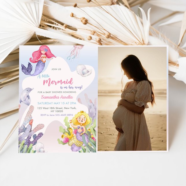 Convite Uma Foto Do Partido Sereia Do Chá de fraldas De Se (Criador carregado)