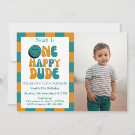 Convite Uma Foto do primeiro aniversario de Cara Feliz