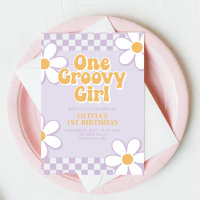 Uma Garota Groovy Xadrez Lilás Daisy Retro