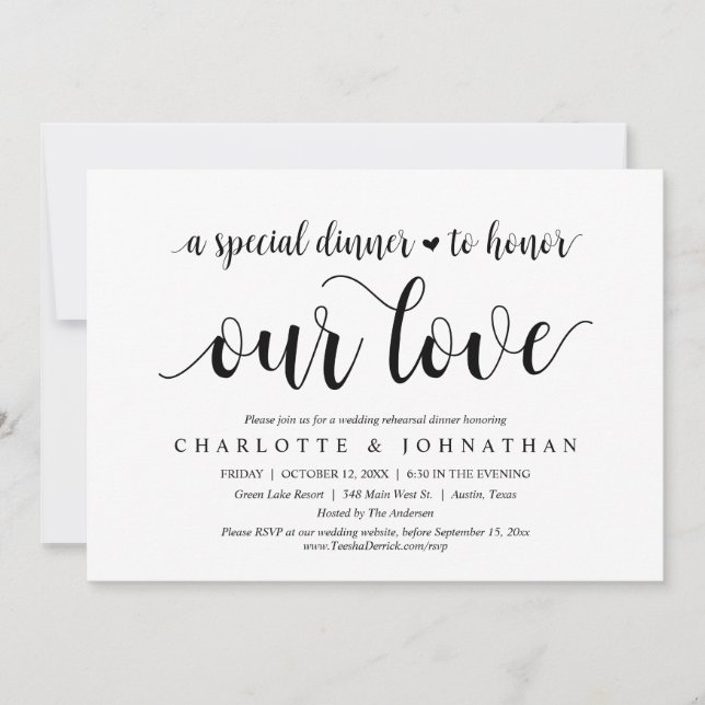 Convite Uma Janta Especial Para Honrar Nosso Amor, Ensaio (Frente)