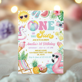 Convite Uma Menina ao Sol Festa na Piscina Aniversário de