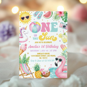 Convite Uma Menina ao Sol Festa na Piscina Aniversário de