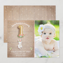 Convite Uma Menina de Convocação de Aniversário Coelhinha