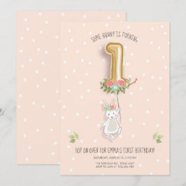 Convite Uma Menina de Convocação de Aniversário Coelhinha