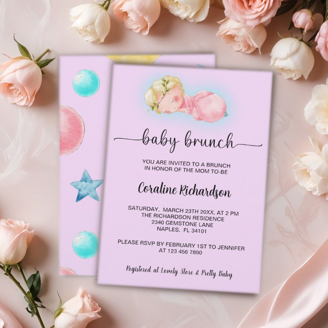 Convite Uma menina doce Baby Brunch (Criador carregado)