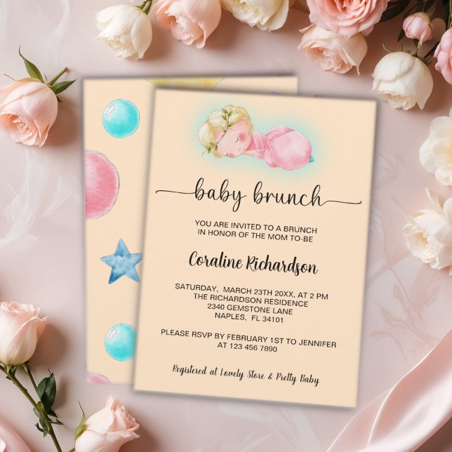 Convite Uma menina doce Baby Brunch (Criador carregado)