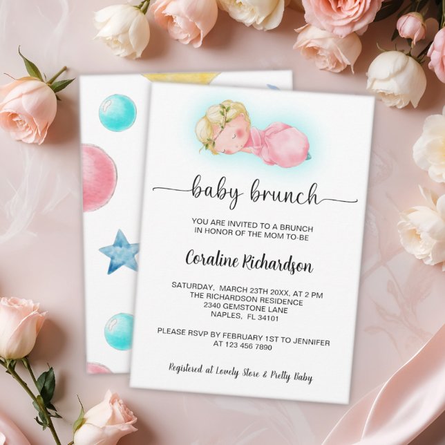 Convite Uma menina doce Baby Brunch (Criador carregado)