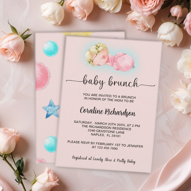Convite Uma menina doce Baby Brunch (Criador carregado)