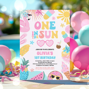 Convite Uma No Sol Festa de Aniversário de 1 Ano na Praia