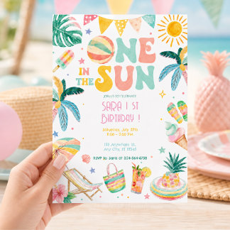 Convite Uma no Sol Festa de Aniversário de 1 ano na Praia