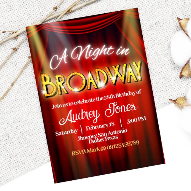 Convite Uma Noite em Broadway (Broadway Invitation)