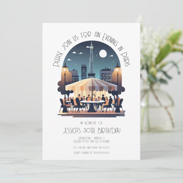 Convite Uma Noite Em Paris (Em pé/Frente)