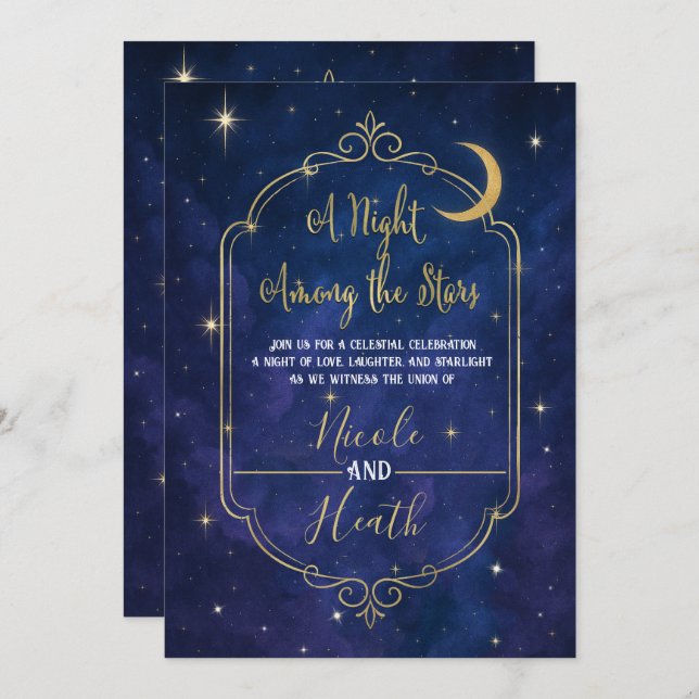 Convite Uma Noite Entre As Estrelas Céus Celestiais Casame (Frente/Verso)