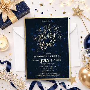 Convite Uma Noite Estrelada Aniversário de 16 Anos Doce