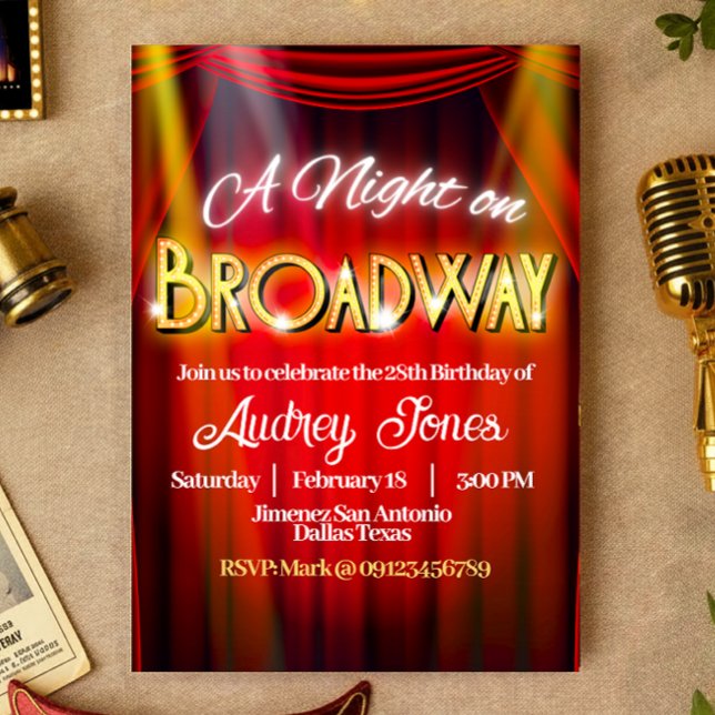 Convite Uma noite na Broadway (A Night on Broadway Invitation)