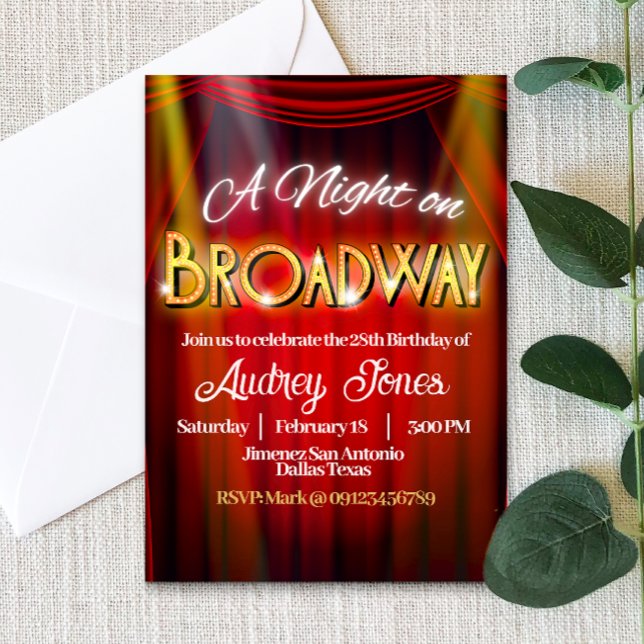 Convite Uma noite na Broadway (A Night in Broadway Invitation)