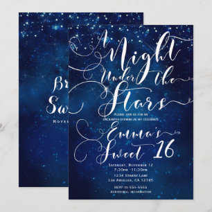 Convite UMA NOITE SOB AS ESTRELAS Céu Azul Estrelado Sweet
