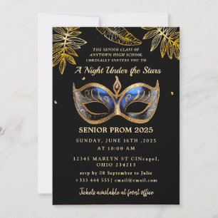 Convite Uma noite sob o Baile de formatura Dourado das est