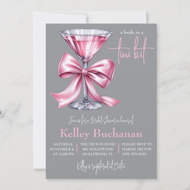 Convite Uma noiva em um poço Tini, Chá de panela Martini R (Frente)