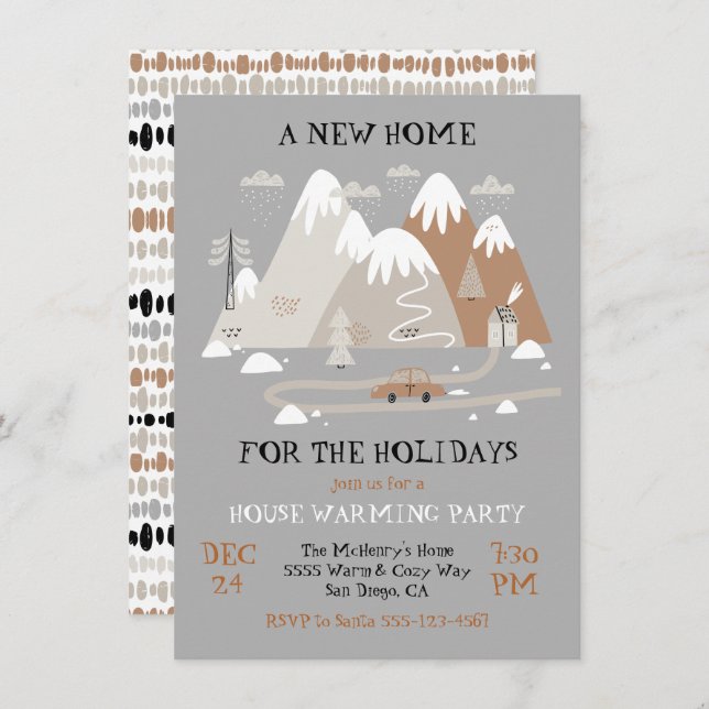 Convite Uma nova casa para a festa do aquecimento das casa (Frente/Verso)