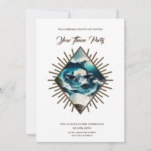 Convite Uma Orca Nadadora na onda.