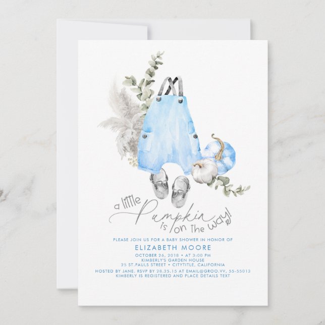 Convite Uma Pequena Abóbora Está A Caminho Do Chá de frald (Frente)