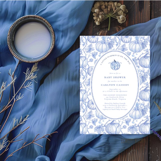 Convite Uma Pequena Abóbora Está a Caminho do Chá de frald (A Little Pumpkin Fall Baby Shower Invitation)