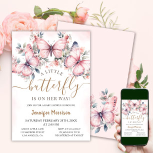 Convite Uma Pequena Borboleta   Chá de fraldas de borbolet