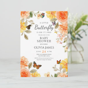 Convite Uma pequena borboleta está a caminho do chá de fra