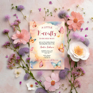 Convite Uma Pequena Borboleta Está A Caminho Do Chá de fra