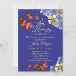Convite Uma Pequena Borboleta Está No Caminho Bebê Floral