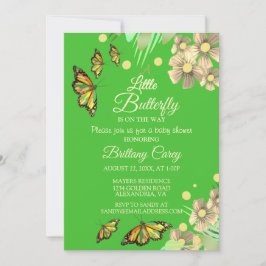 Convite Uma Pequena Borboleta Está No Caminho Bebê Floral