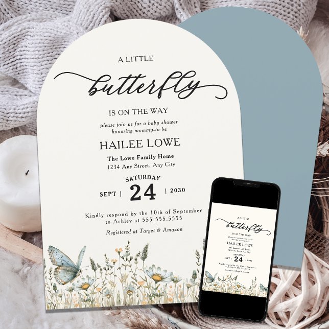 Convite Uma Pequena Borboleta Está No Caminho Chá de frald (Criador carregado)