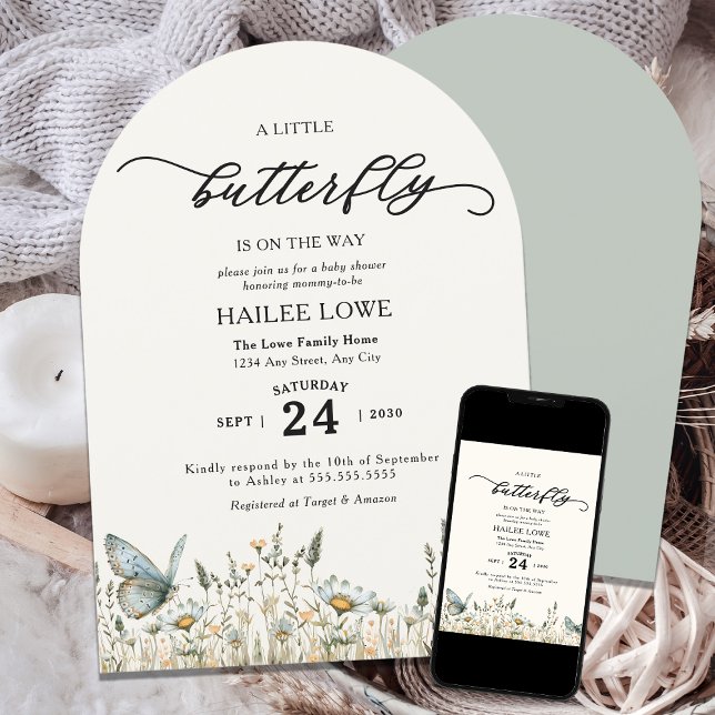 Convite Uma Pequena Borboleta Está No Caminho Do Chá de fr (Criador carregado)