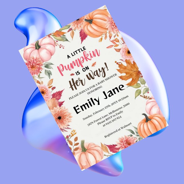 Convite Uma Pequena Chá de fraldas De Abóbora (Criador carregado)