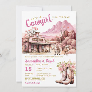 Convite Uma Pequena Cowgirl está no Caminho Chá de fraldas