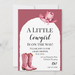 Convite Uma Pequena Cowgirl Rosa Está a Caminho