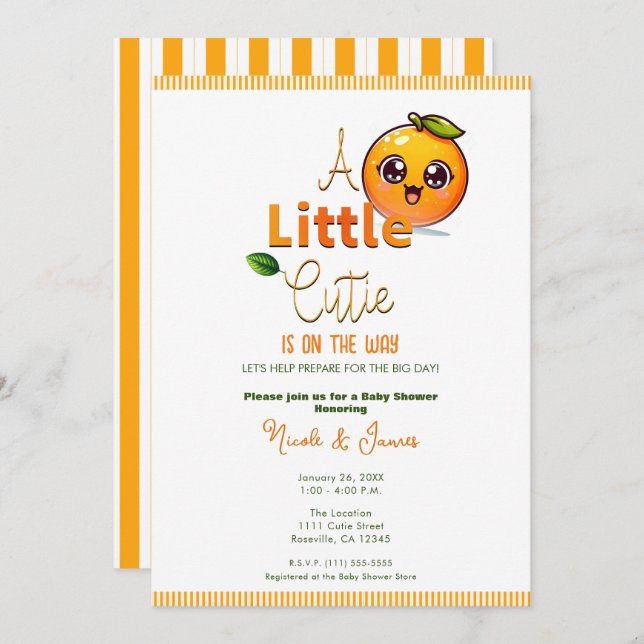 Convite Uma pequena cruz está no caminho do Chá de fraldas (Frente/Verso)