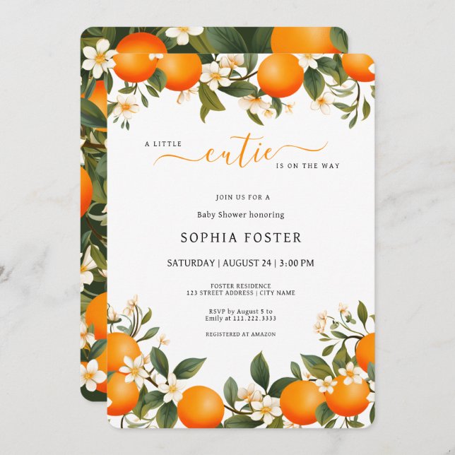 Convite Uma pequena cruz está no caminho do Chá de fraldas (Frente/Verso)